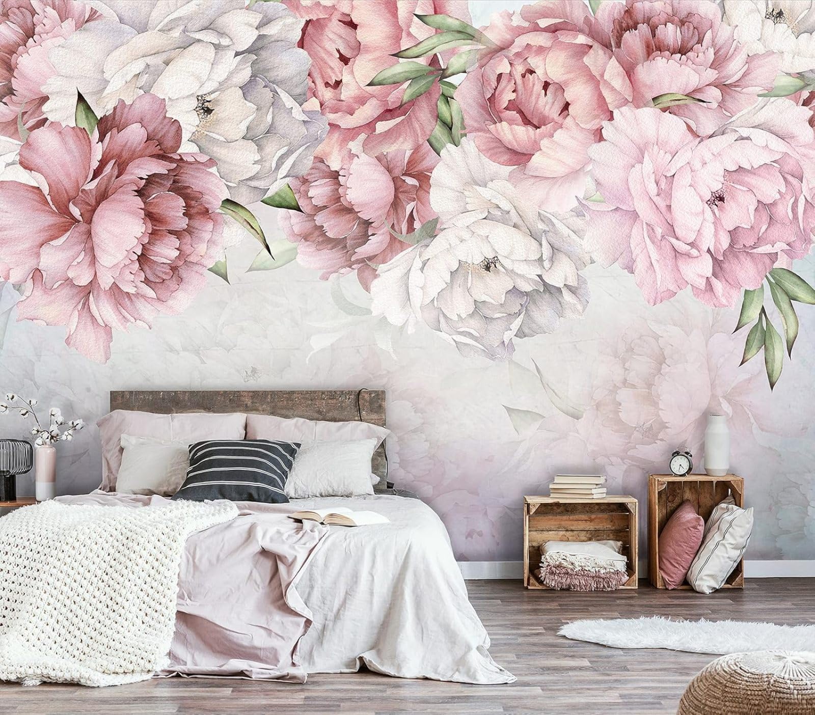 Kfjhgbdshhj 3D Mural Photo Mural-Wallpaper Flowers Peony Romantic Roses Living Room Bedroom Latex Print,350Cmx256cm Poster - Wall Sticker - Frameless Picture