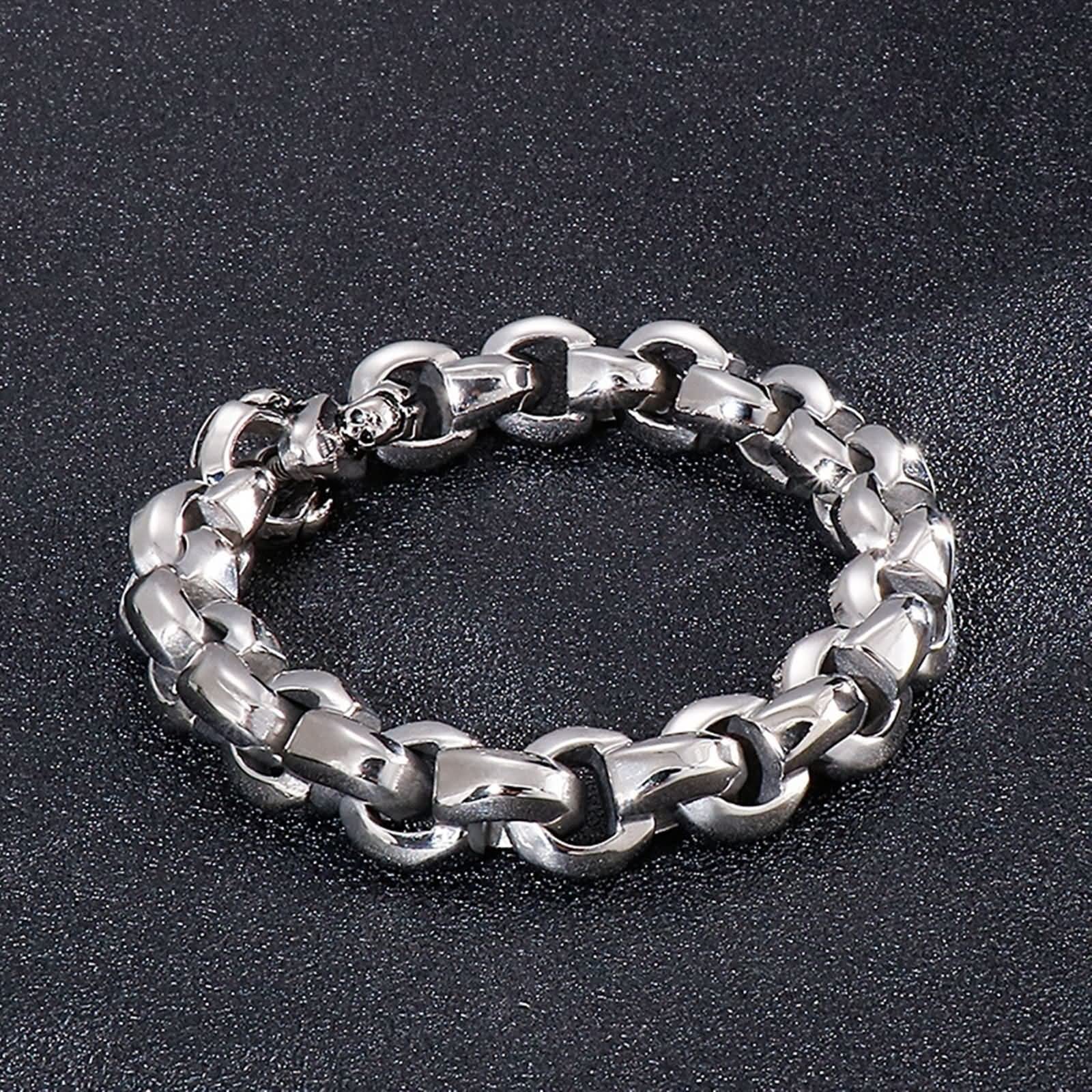 Gualiy Männer Armband Edelstahl Armband Für Herren Edelstahl Runde Gliederkette Armband 21cm Silber