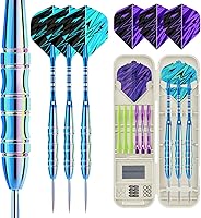 HUANQUSPORT 21g Steel Tip Darts - Stainless Steel Barrels, Non-Slip Knurled Grip, Complete 3-Dart Set with Case & Sharpener for Bristle Boards