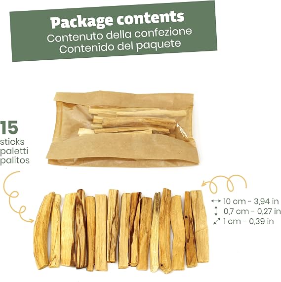 Authentic Palo Santo Wood Sticks - Natural Smudging Incense for Meditation, Yoga, and Home Energy Cleansing - Sourced Ethically - Choose Your Pack Size (15 Sticks)