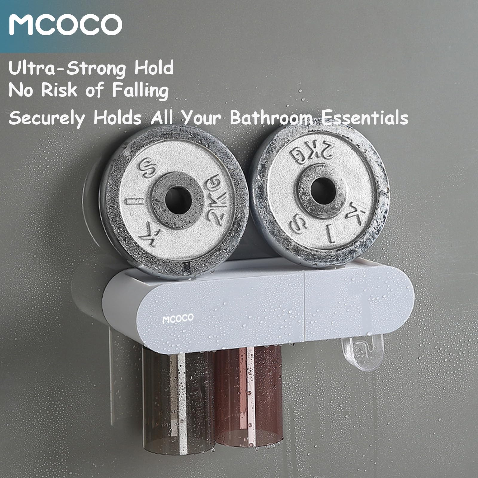 Soporte magnético para cepillos de dientes para baño, soporte magnético para cepillos de dientes con bandeja de gran capacidad y cajón para cepillos de dientes, 4 tazas, color gris