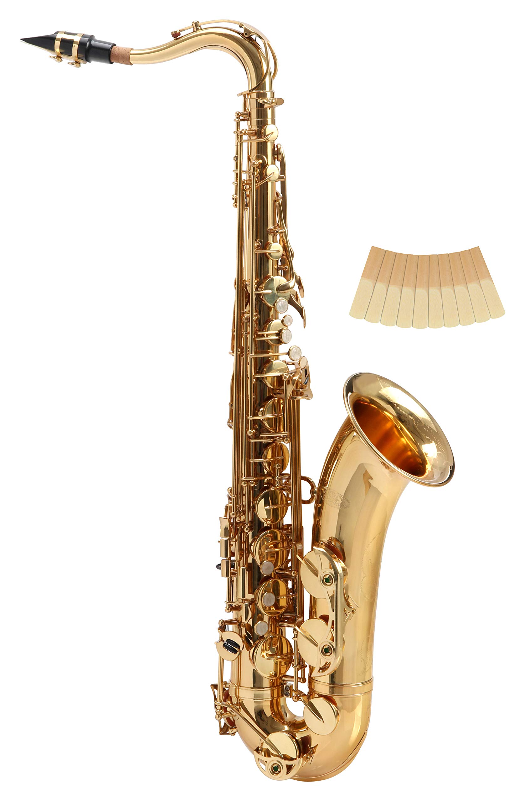 Classic Cantabile Winds TS-450 Saxophone Ténor Sib - Accordage Sib - Clé Fa# aigu - Pack Économique incluant 10 Anches de Saxophone