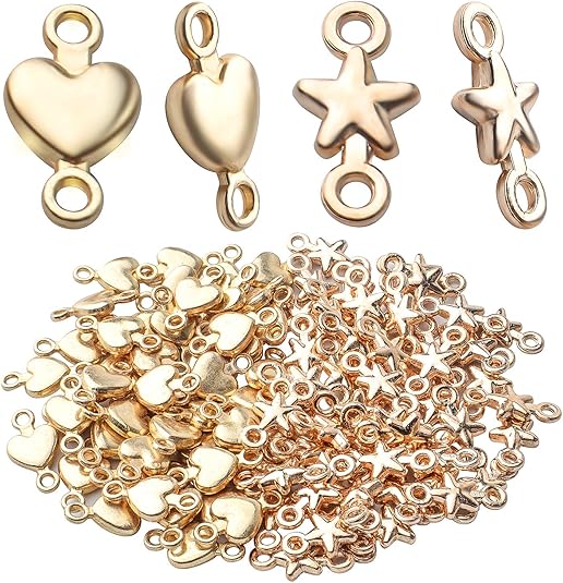 Jewelry Connector Charms,100pcs Gold Plated Heart Star Charm Connectors