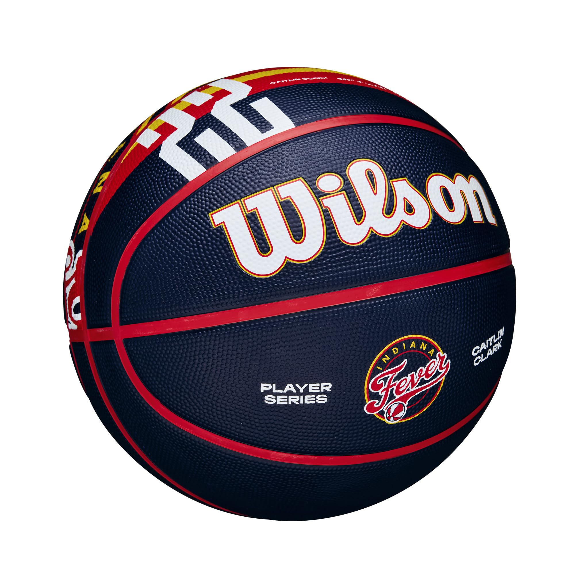 WILSON WNBA Caitlin Clark Fever Rising Balón de baloncesto, azul marino/rojo, tamaño 6-28.5 pulgadas