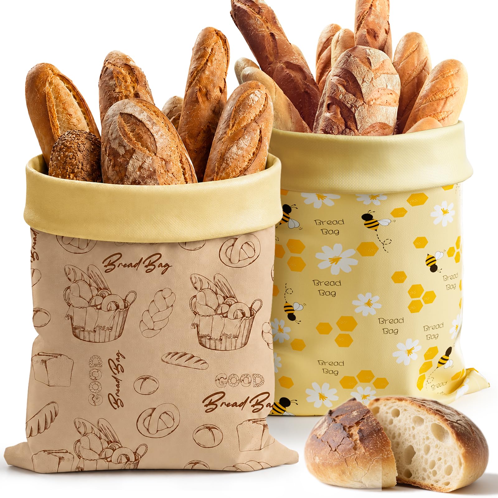 Aofmee Reusable Beeswax Bread Bags for Homemade Bread, 2 Pack