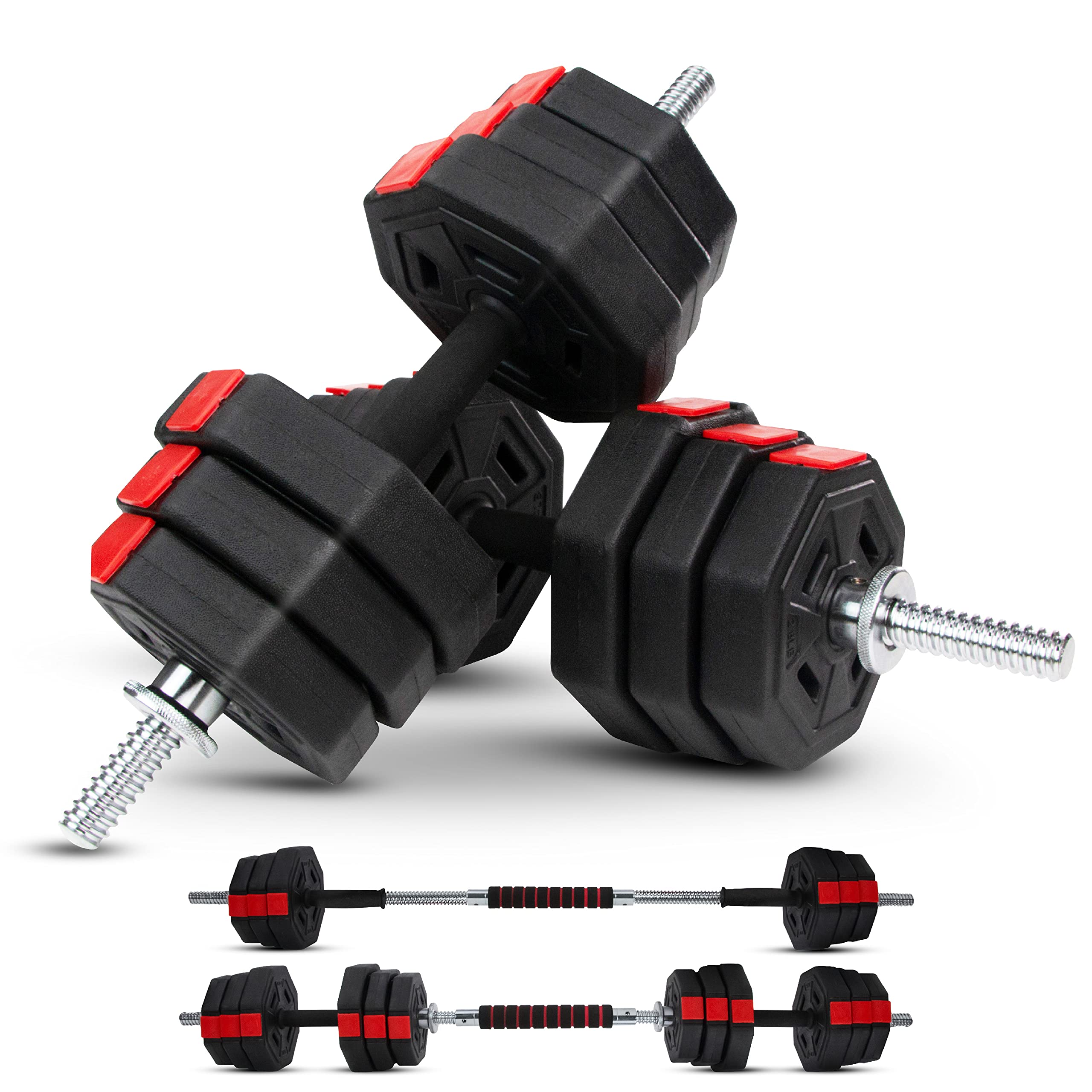 Upgraded 44lbs/66lbs Pair Adjustable Weights Dumbbells Set, Free Weights Dumbbells Set with Connector, Cement Mixture
