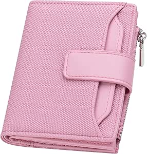 BIAOTIE Women's Leather Bifold Wallet With RFID Blocking - Pink Credit Card Wallet With Coin Pocket