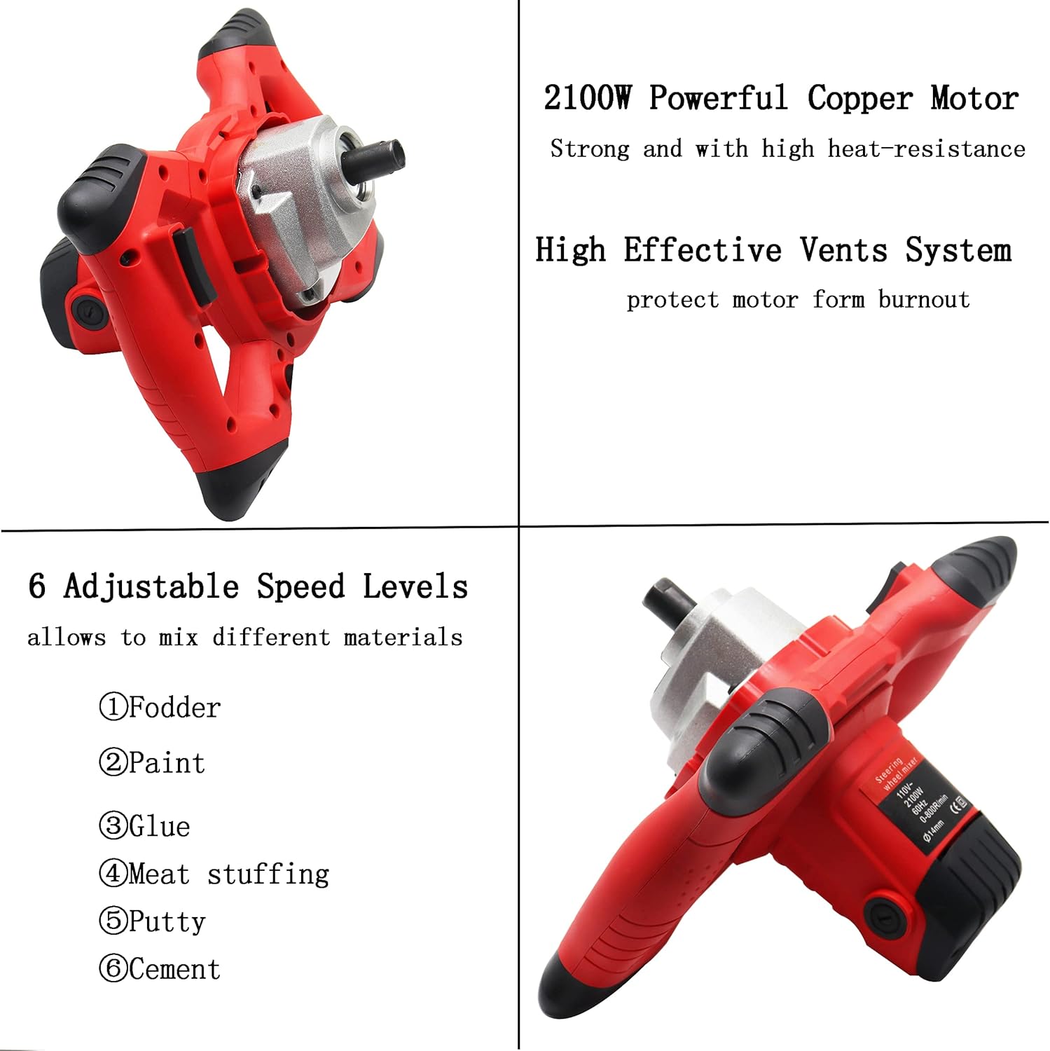 2100W Electric Portable Concrete Mixer, Suitable For Mixing Cement, Mortar, Paint And Feed110V : Tools & Home Improvement