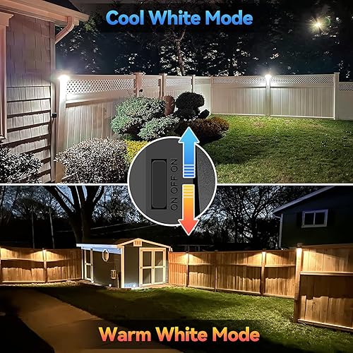 Miniatura 7 de Bridika - Luces solares para cerca, luces solares para exteriores, impermeables, blancas cálidas y brillantes, luces solares LED para patio trasero,