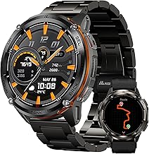 KOSPET Tank T3 Ultra 2 GPS Montre Connectée Homme, Batterie de Grande Capacité, 50M Étanche, 1.43" AMOLED, Boussole/Altimètre/Appel Bluetooth, Fréquence Cardiaque, Suivi du Sommeil (Bracelet Double)