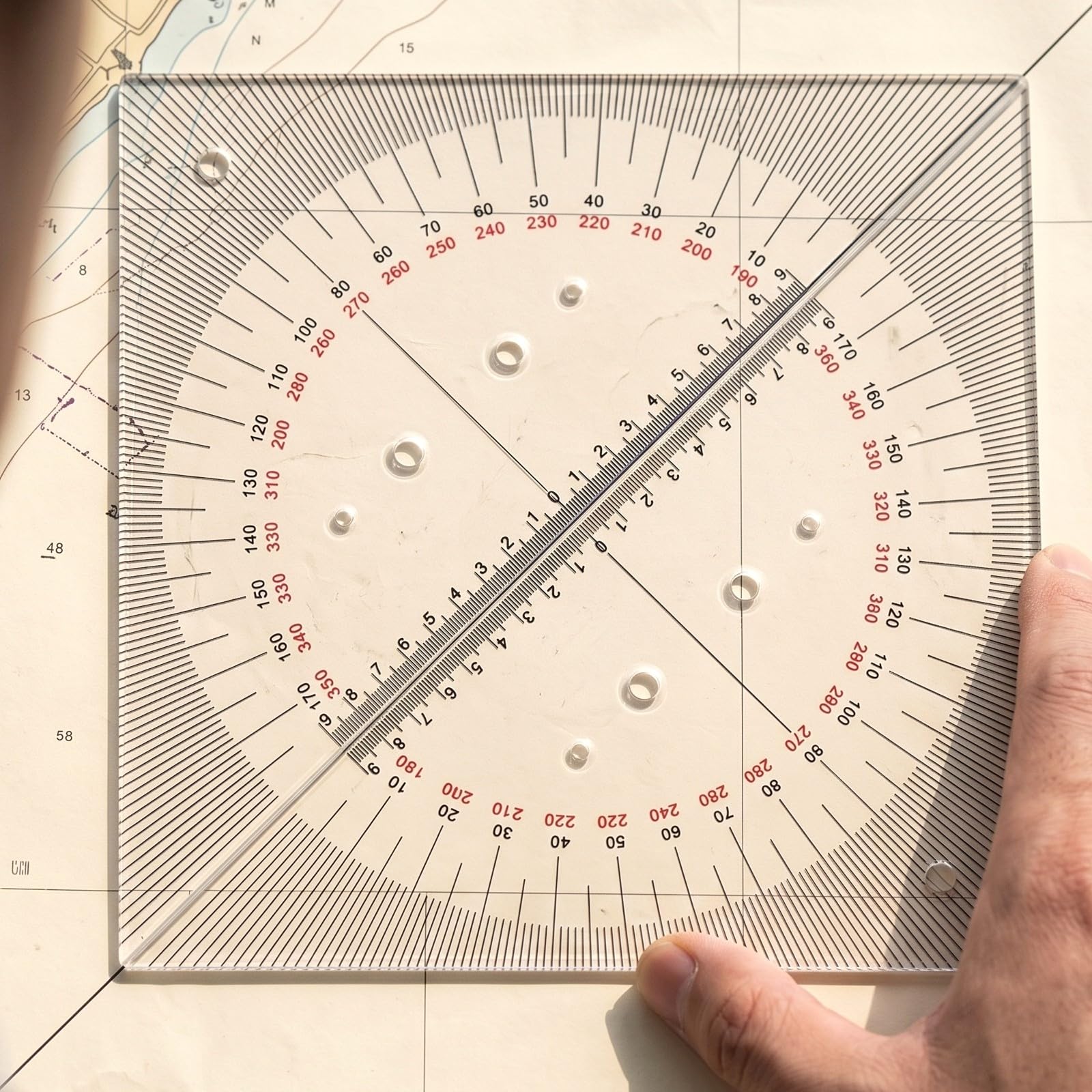 2 Stück Nautisches Dreieckslineal Transparent, Kursdreieck mit Winkelmesser, präzise, nautischer Winkelmesser, für Geometrieunterricht, Navigatoren