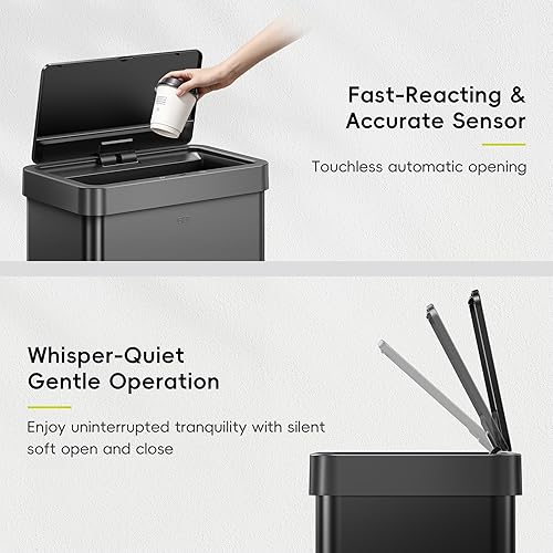 Miniatura 4 de EKO Mirage X - Cubo de basura con sensor de movimiento de 80 litros21.1 galones, cubo de basura automático grande para cocina, sin contacto, acero