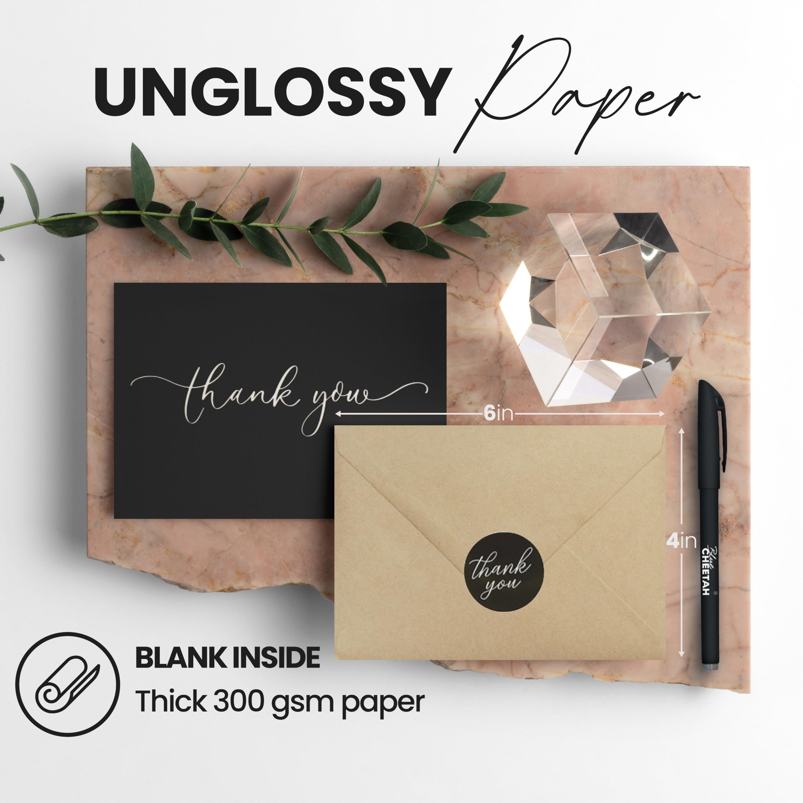 100 tarjetas de agradecimiento negras, dos diseños de notas de agradecimiento, tarjeta de agradecimiento de 4 x 6 pulgadas, elegantes tarjetas de agradecimiento para baby shower, tarjetas de