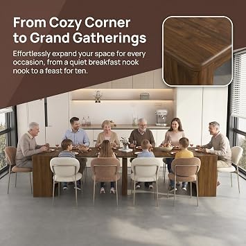 Transformer Dining Table for 2-12 People with Storage, Walnut