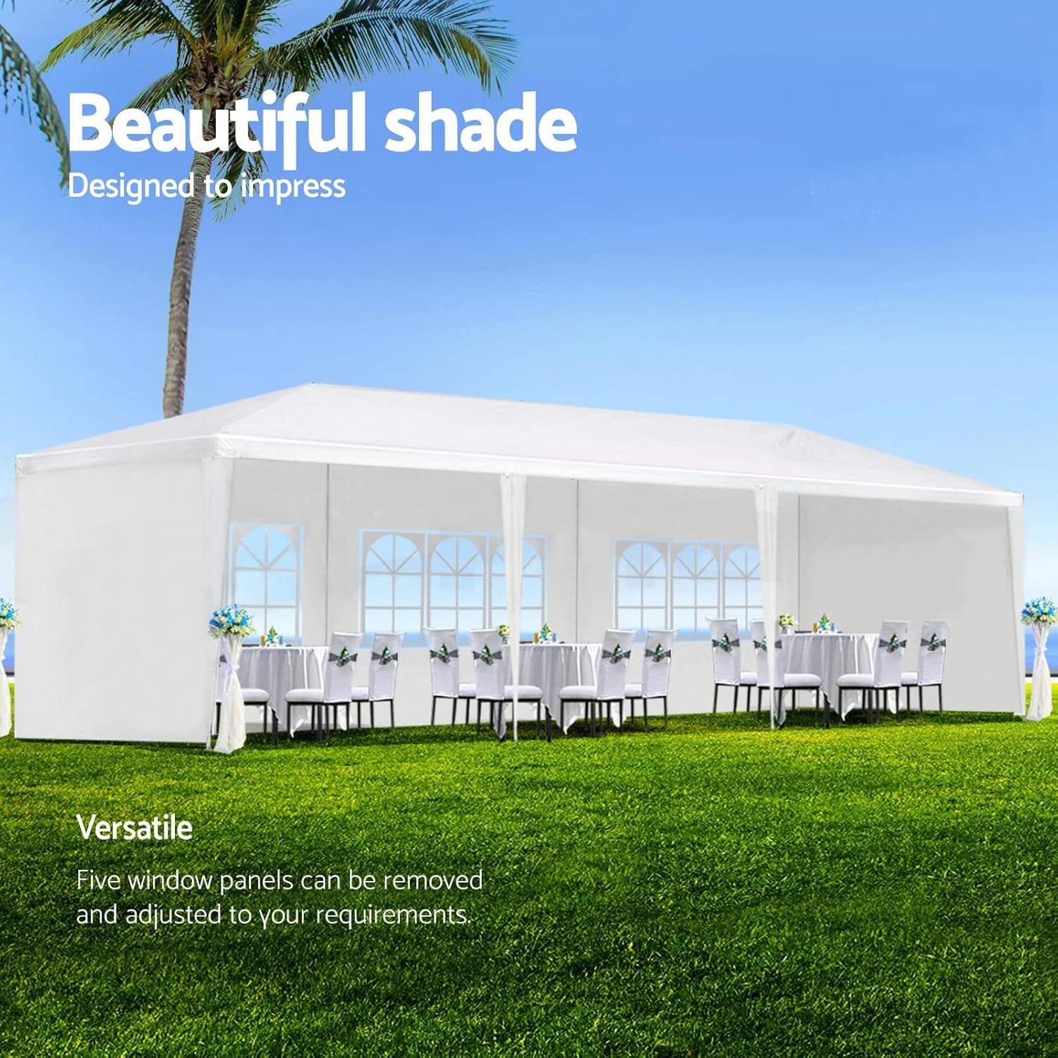 WORCOTHRAY 10x30ft Outdoor Gazebo Interior Setup