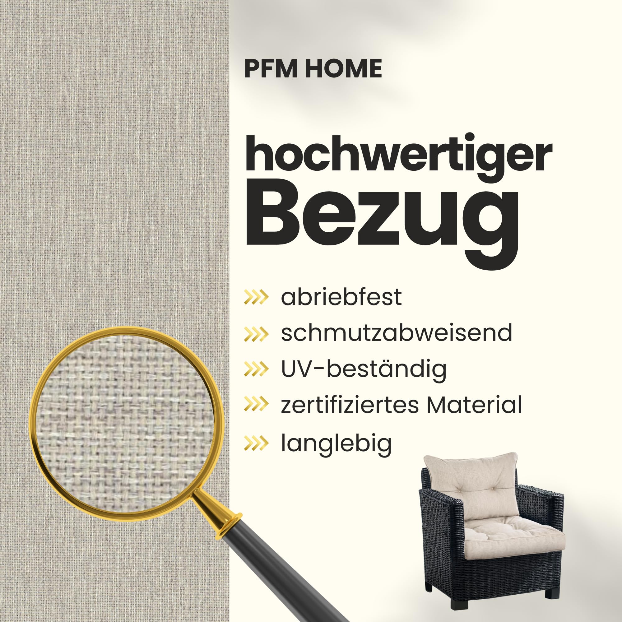 Sitzauflagen Gartenmöbel mit Rückenkissen Set - Outdoor Polster für Gartenmöbel Auflagen Lounge-Kissen - 2-er-Set: Sitzkissen 50x50 cm mit Rückenkissen 50x40 cm