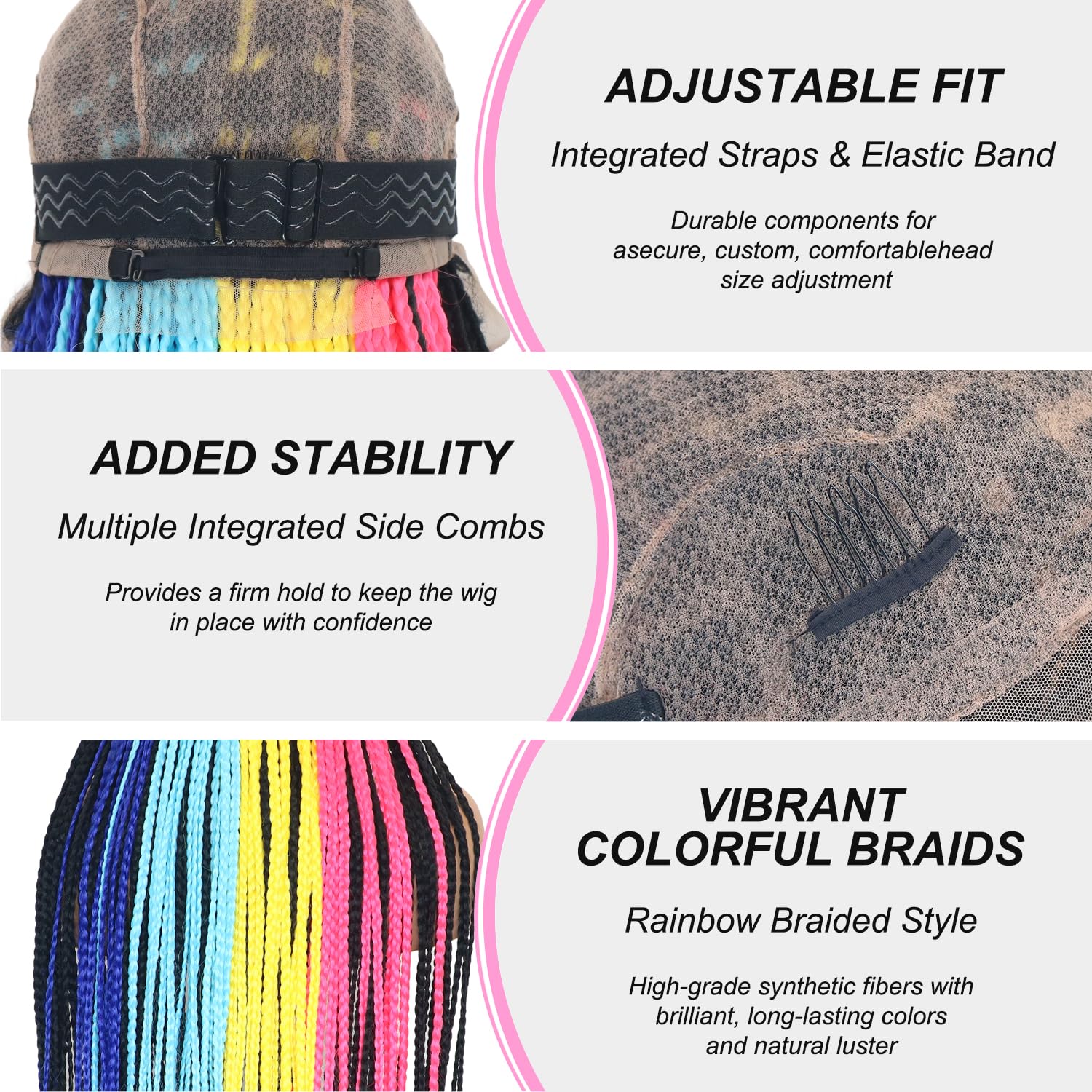 360 Full Lace Braided Wigs 36 Inch Long Glueless Synthetic Braided Wig with Baby Hair Knotless Braids Colorful Box Braids Wig for Women