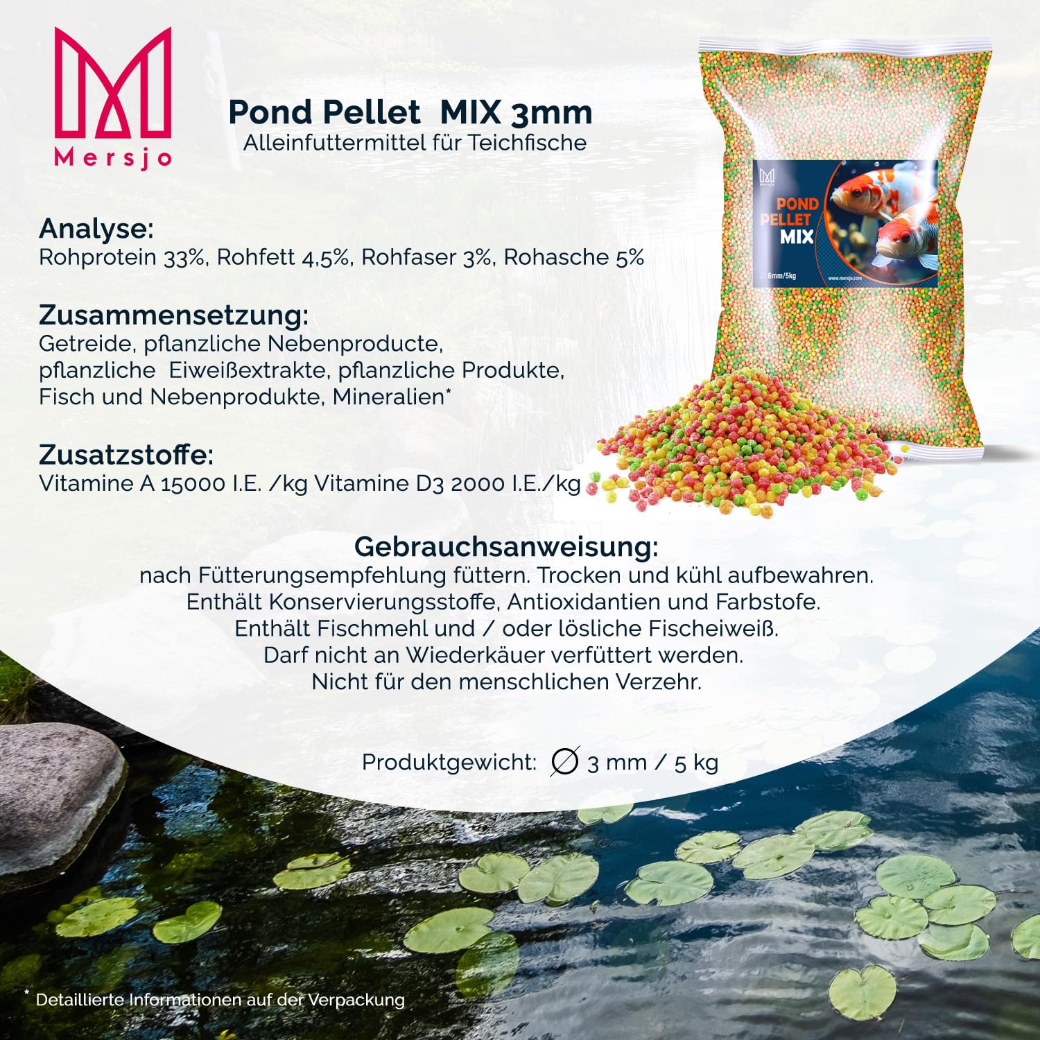 Aliment pour poissons granulés flottants 5 kg 3 mm