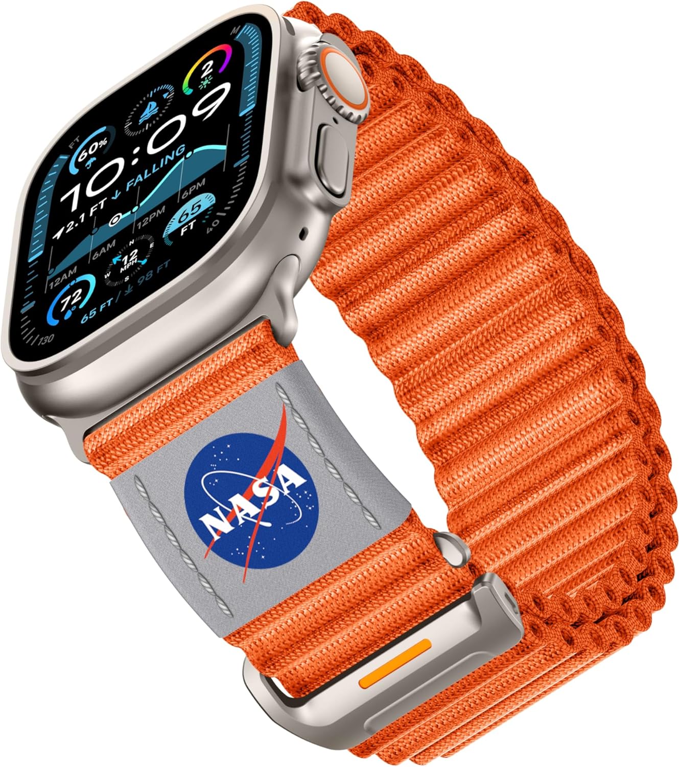 MODERN IDEAS FROM ABROAD Made for Apple Watch Band, NASA Licensed Rugged Nylon Leather Sports Strap With Ocean Loop Design iWatch Ultra 3 2 1 49mm/46mm/45mm/44mm Replacement Band For Series 11/10/SE3
