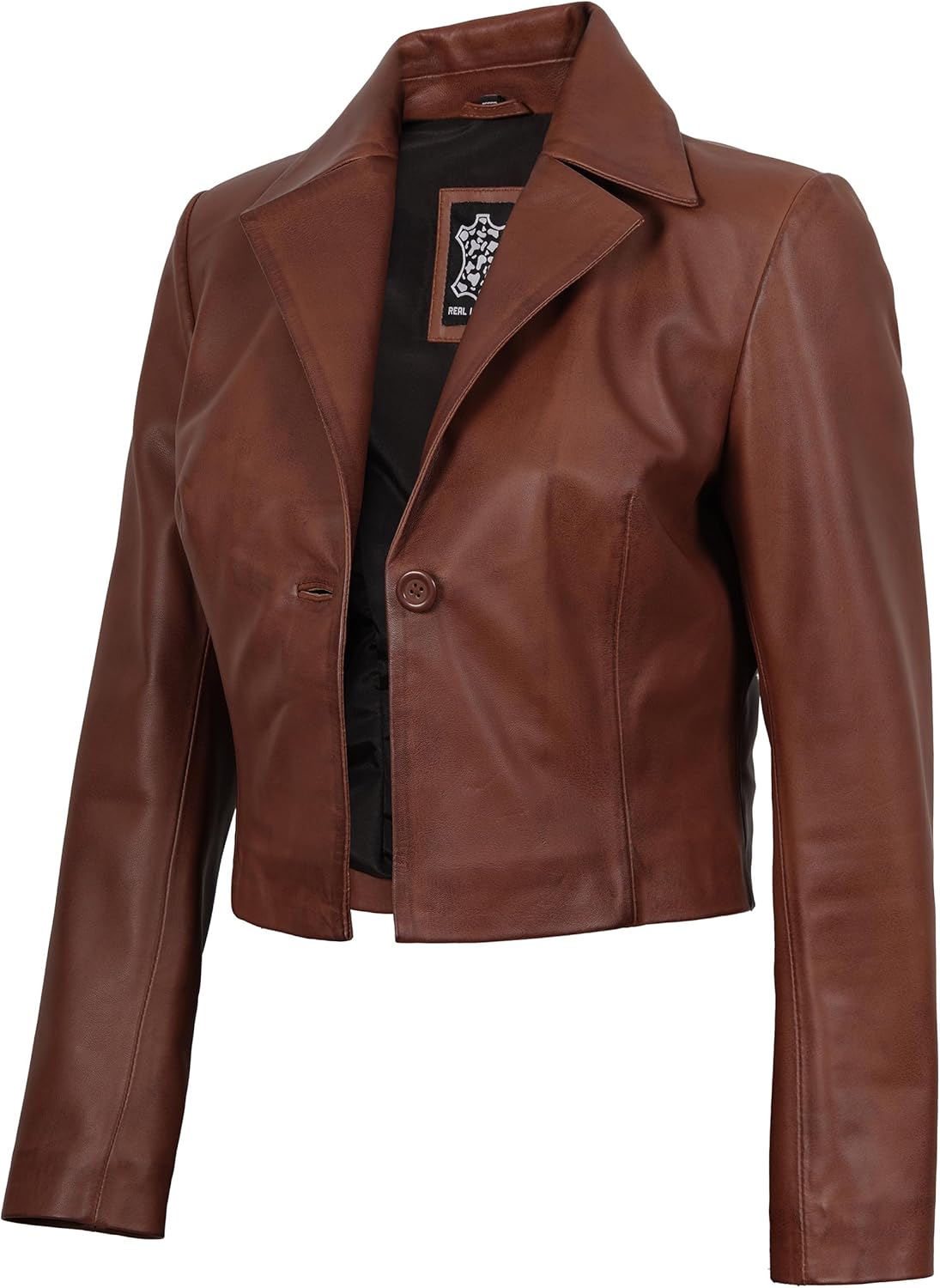 Decrum Cropped Leather Jacket Women – Trendy Short Real Lambskin Womens Leather Jacket