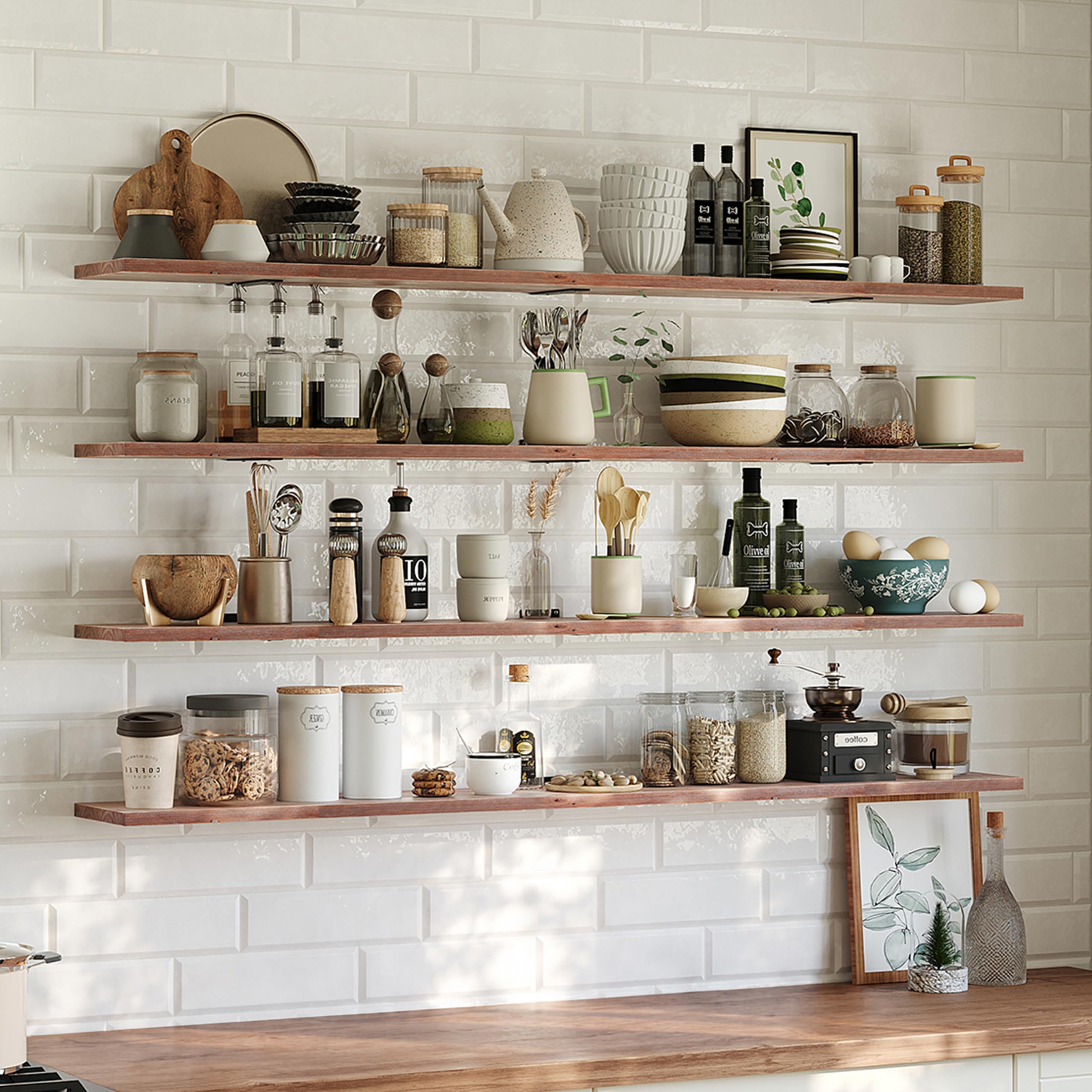Photo 1 of TEDIDUWA 60 Inch Long Floating Shelves, Gray Wood Wall Shelf, Set of 4
