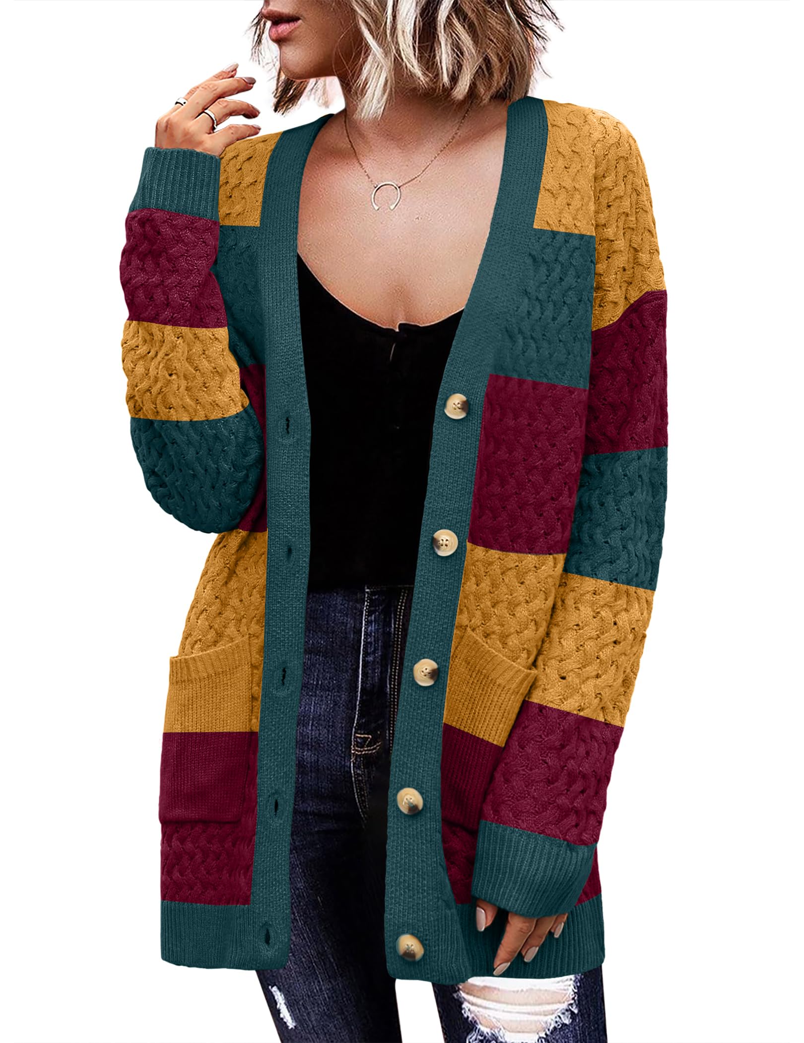 Zeagoo Cardigan Sweaters for Women Long Sleeve Fall Clothes Button Down Top