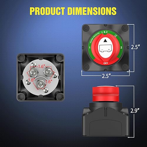 Miniatura 9 de Nilight - Interruptor de batería de 1-2-Ambos-apagado, interruptor de corte maestro de desconexión de batería de 12 V-48 V para lancha, automóvil,