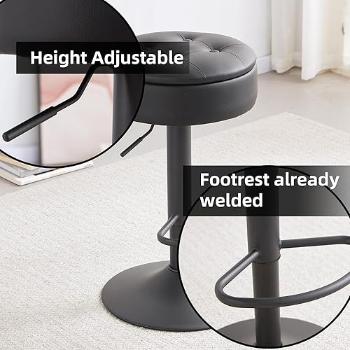 Miniatura 5 de RUCUKEN Taburetes de bar giratorios de almacenamiento Juego de 2 taburetes de bar de altura de mostrador Taburete ajustable Silla taburetes de bar