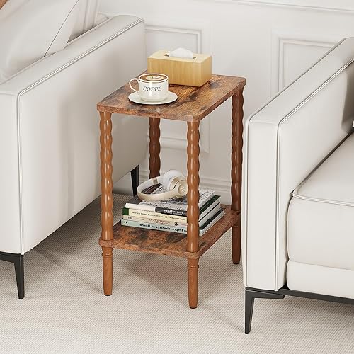 Miniatura 6 de Mesa auxiliar pequeña, mesa auxiliar retro, mesa auxiliar estrecha para espacios pequeños, mesita de noche delgada para dormitorio, sala de estar,