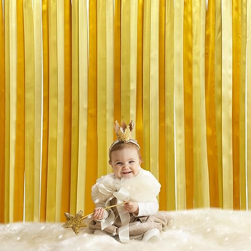 Miniatura 6 de Decoraciones de fiesta doradas de 197 x 1.97 pulgadas, guirnalda de fondo colgante de cinta dorada degradada con flecos para cumpleaños, despedida