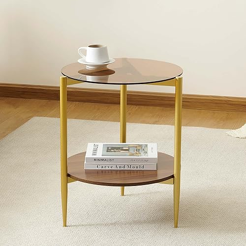 Miniatura 7 de Mesa auxiliar redonda, diseño moderno de mediados de siglo, 20 pulgadas de profundidad x 23 pulgadas de alto, para sala de estar, estructura de 2