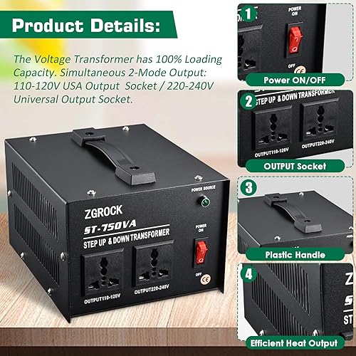 Miniatura 2 de Transformador de voltaje de 750 vatios convertidor de potencia transformador elevador transformador 110 V a 220 V220 V a 110 V protección de