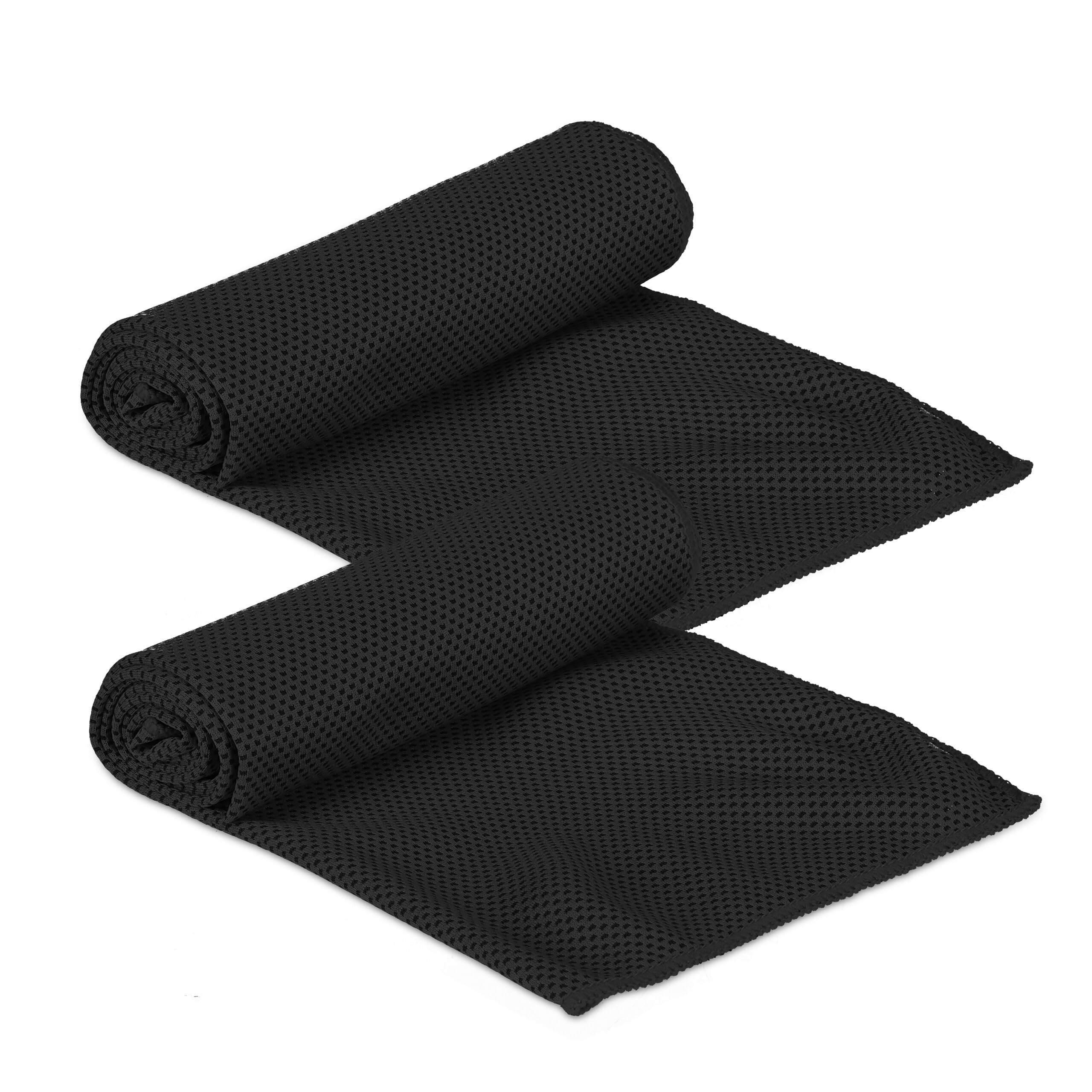 Relaxdays Serviette rafraichissante, Jeu de 20, Micro Fibres, pour Le Cou, Sport, 90x 30 cm, Noir