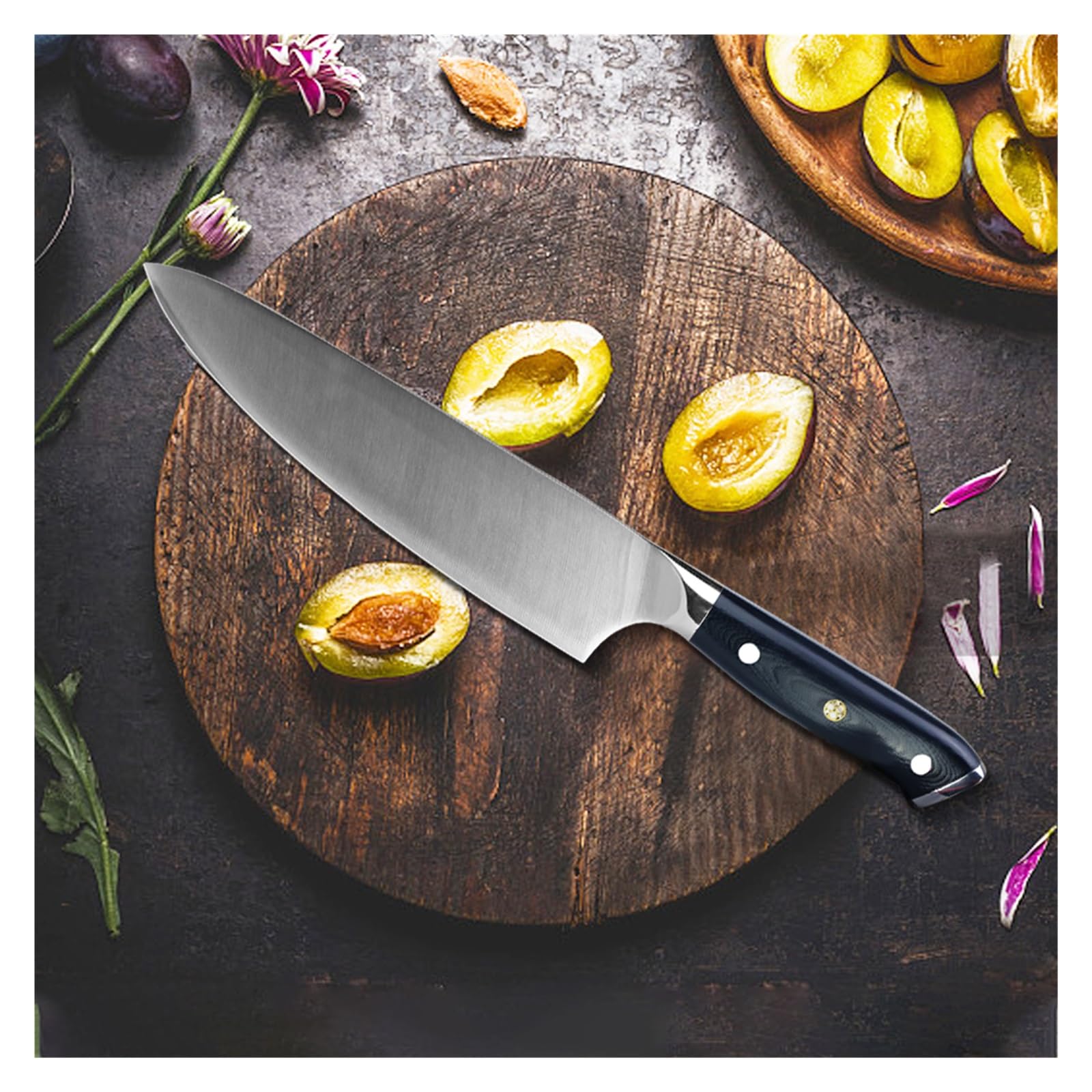 Nóż kuchenny 8 cali nóż szefa kuchni japoński niemcy wysokowęglowy 7CR17 Santoku mięso ryb warzywa ostre narzędzie do gotowania
