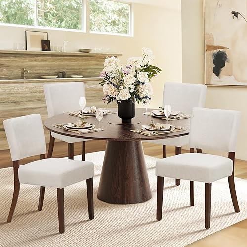 Miniatura 4 de COLAMY Juego de 4 sillas de comedor modernas de mediados de siglo, sillas de cocina tapizadas con respaldo abierto, sillas laterales de tela con