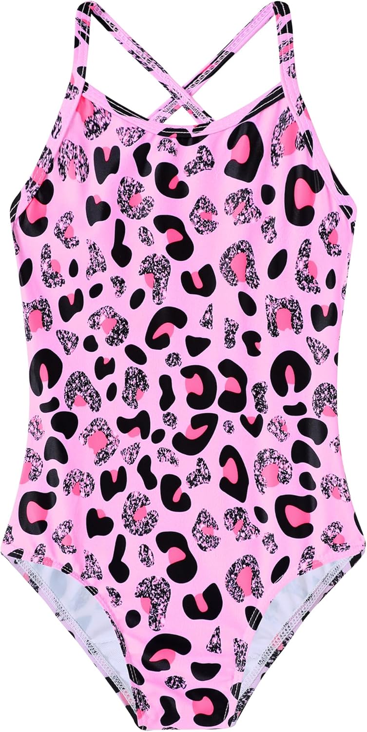 Girls Swimsuit One Piece Bathing Suit Quick Dry Beach Swimwear Cute Cross Shoulder Strap Swimming Suits 2-10 Years