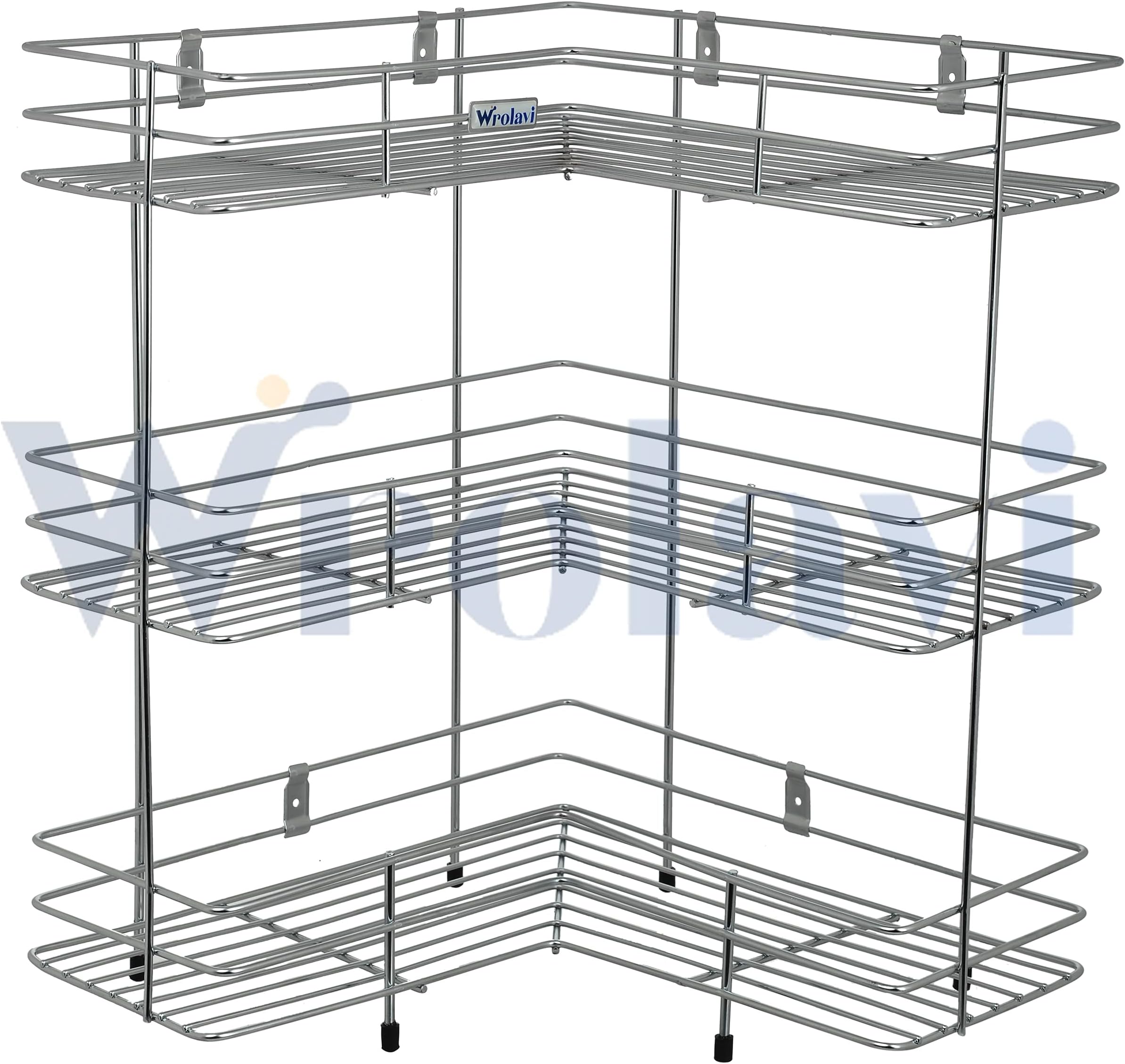 Stainless Steel L Shape Corner Stand, Multipurpose Storage Rack for Kitchen, Utensil Dish Rack & Cutlery Stand (3 Shelf)