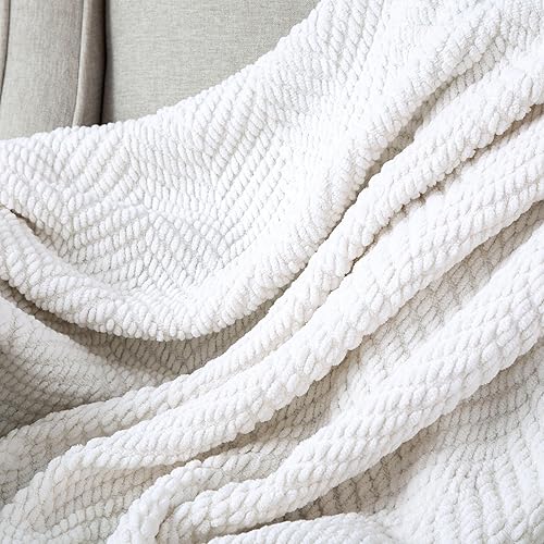 Miniatura 2 de Manta de punto suave con textura para sofá, manta de tweed crema con borlas de flecos para decoración del hogar, cama, sofá, silla, 50 x 60