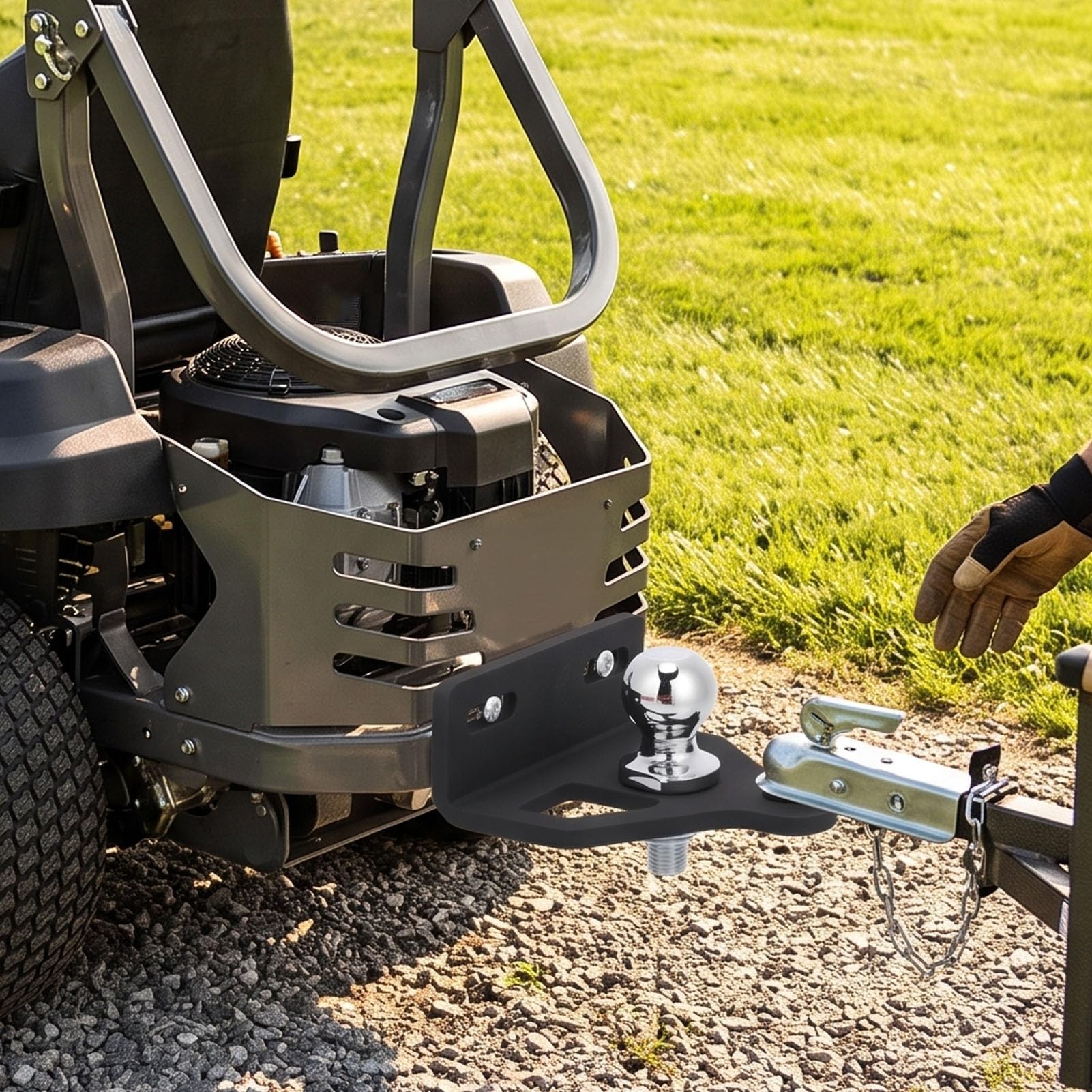 Generic Nullwendekreis-Mäher-Anhängerkupplung, 2-Zoll-Kugel, 6000 Pfund | Robuster Stahl, Wetterfest, Verwendung mit Rasenanhängern, Traktor-Geländewagen-UTV-Kompatibilität, Einfache Einrichtung