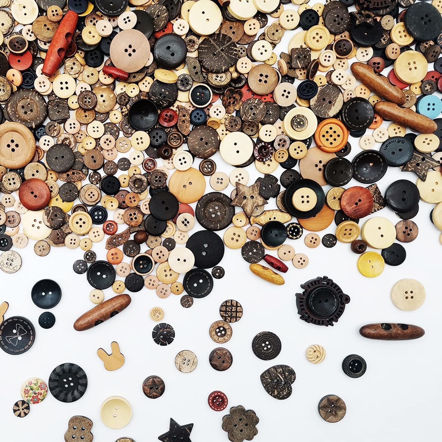 Esoca 650Pcs Wood Brown Buttons for Crafts Buttons Coffee Craft Buttons Assorted Sizes Art Button for DIY Crafts, Decoration, Sewing