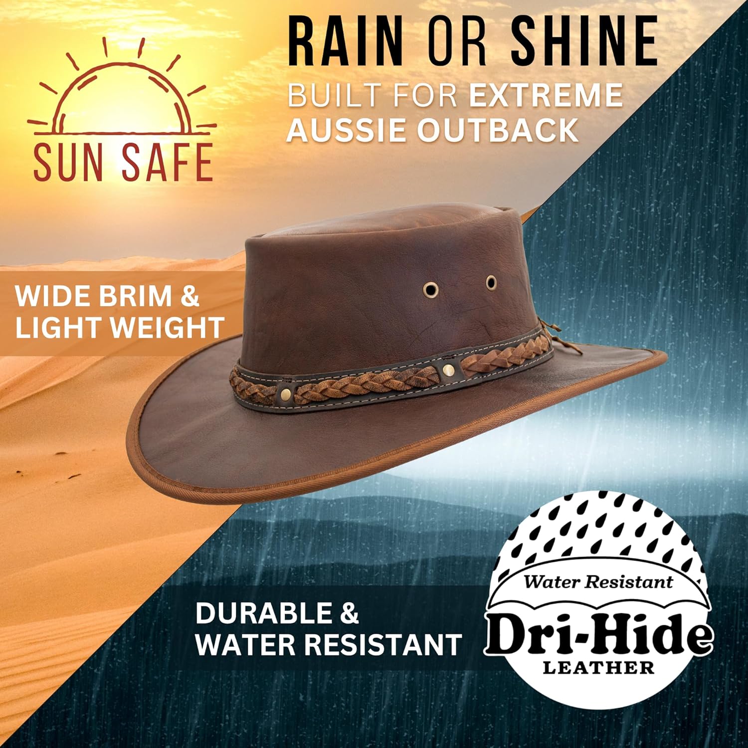 1078 Kangaroo Classic - Australian Outback Hat - Kangaroo Leather, Aussie Made, Foldable, Free Travel Bag - Image 5