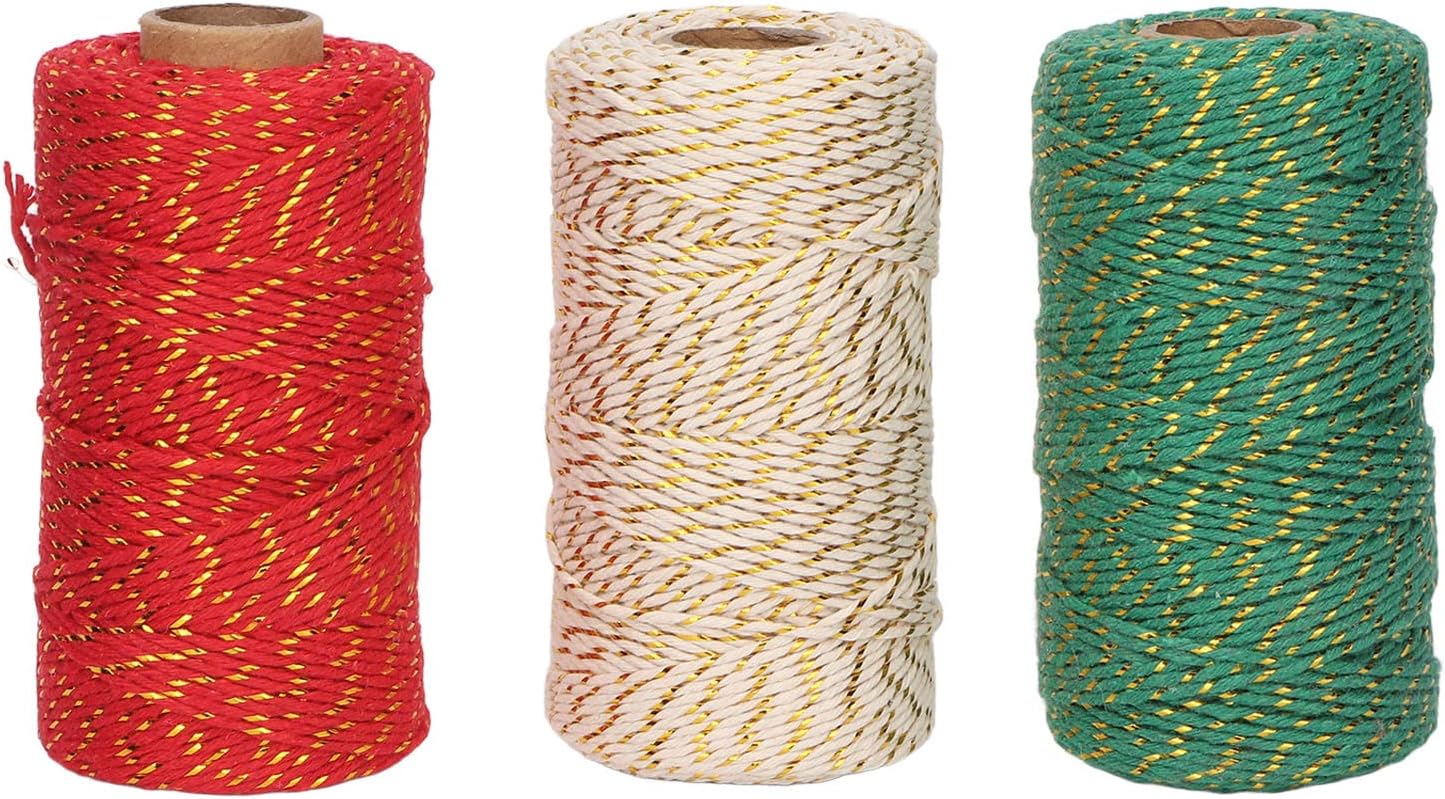 3 Roll Twine String, Cotton Soft But Strong Cuttable Twine