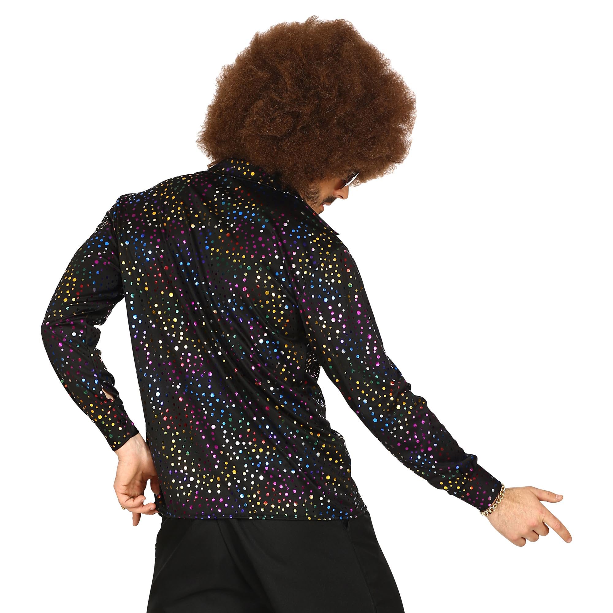 W WIDMANN MILANO Party Fashion - Camicia disco anni '70 da uomo, camicia costume retrò per carnevale, feste a tema