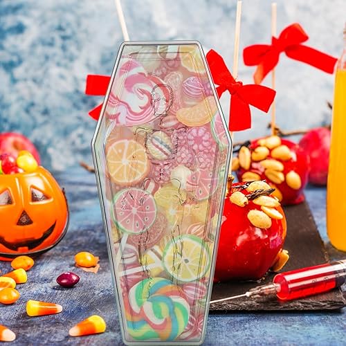 Miniatura 2 de INOOMP Caja de dulces de ataúd de Halloween, caja de joyería transparente con tapa, decoración gótica del hogar para fiesta