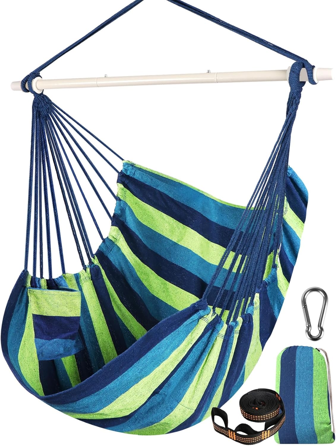 Chihee Hammock Swing Chair - Strong Metal, Collapsible, Portable, Max 500 lbs, Comfy Seat, Patio & Lawn, Cotton Blended, Indoor/Outdoor
