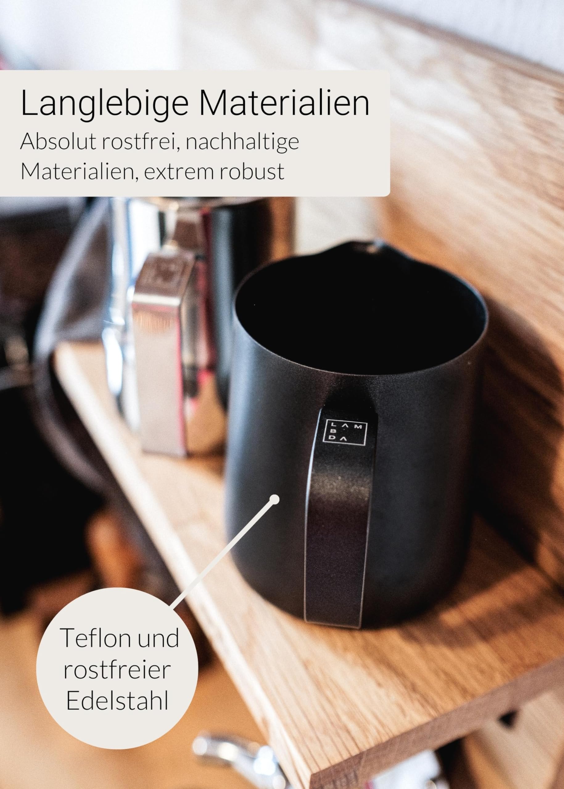 Lambda Coffee Barista Espresso Kännchen Edelstahl 150ml I Espresso Kanne silber zum Gießen von Espresso I Barista Milchkännchen klein | Siebträger Zubehör