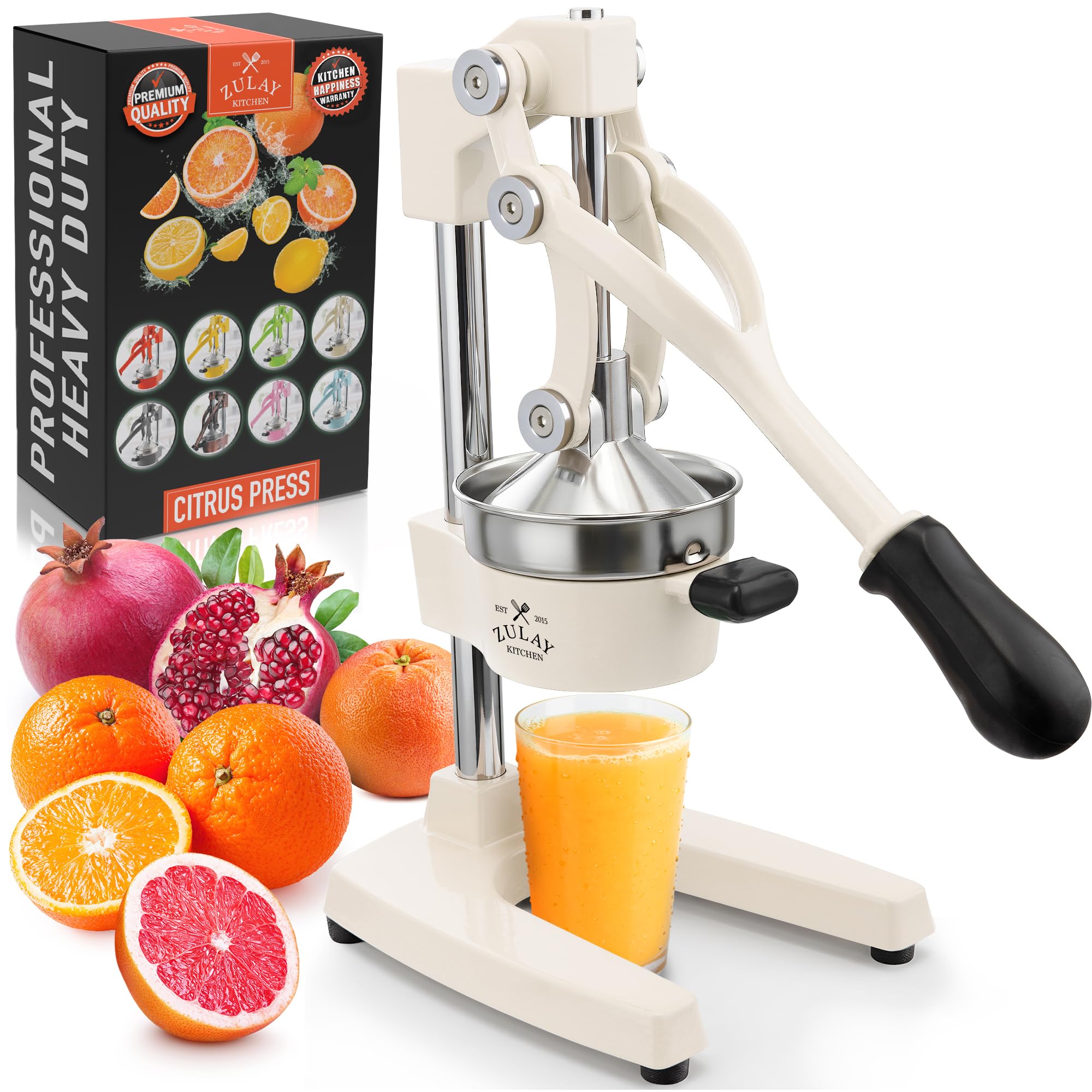 Zulay Kitchen Cast Iron Juicer - Heavy Duty Orange Juicer with Detachable Strainers for Easy Cleaning, Citrus Press for Citrus Fruits, Perfect for Bartenders, Juice Lovers &amp; Health Enthusiasts