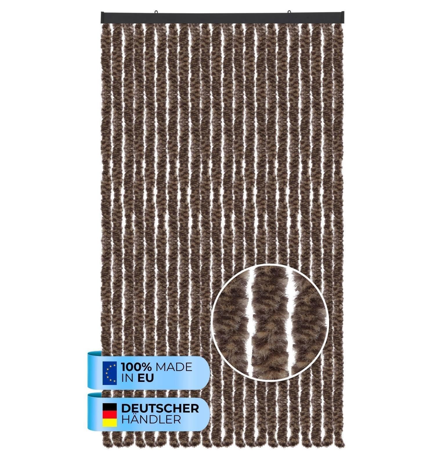 Arsvita Flauschvorhang Türvorhang (100x220 cm) in Meliert Beige-Braun als Insektenschutz für Balkon, Terrasse oder Wohnmobil, Wohnwagen, Pavillon