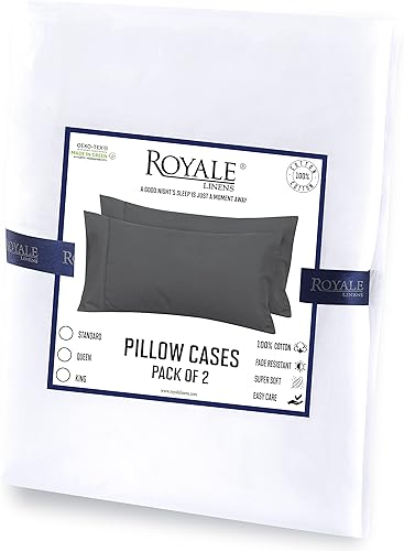 Miniatura 8 de Royale Linens Juego de 2 fundas de almohada Queen  Fundas de almohada de cama  20 x 30 pulgadas  Fundas de almohada blancas  1800 microfibra