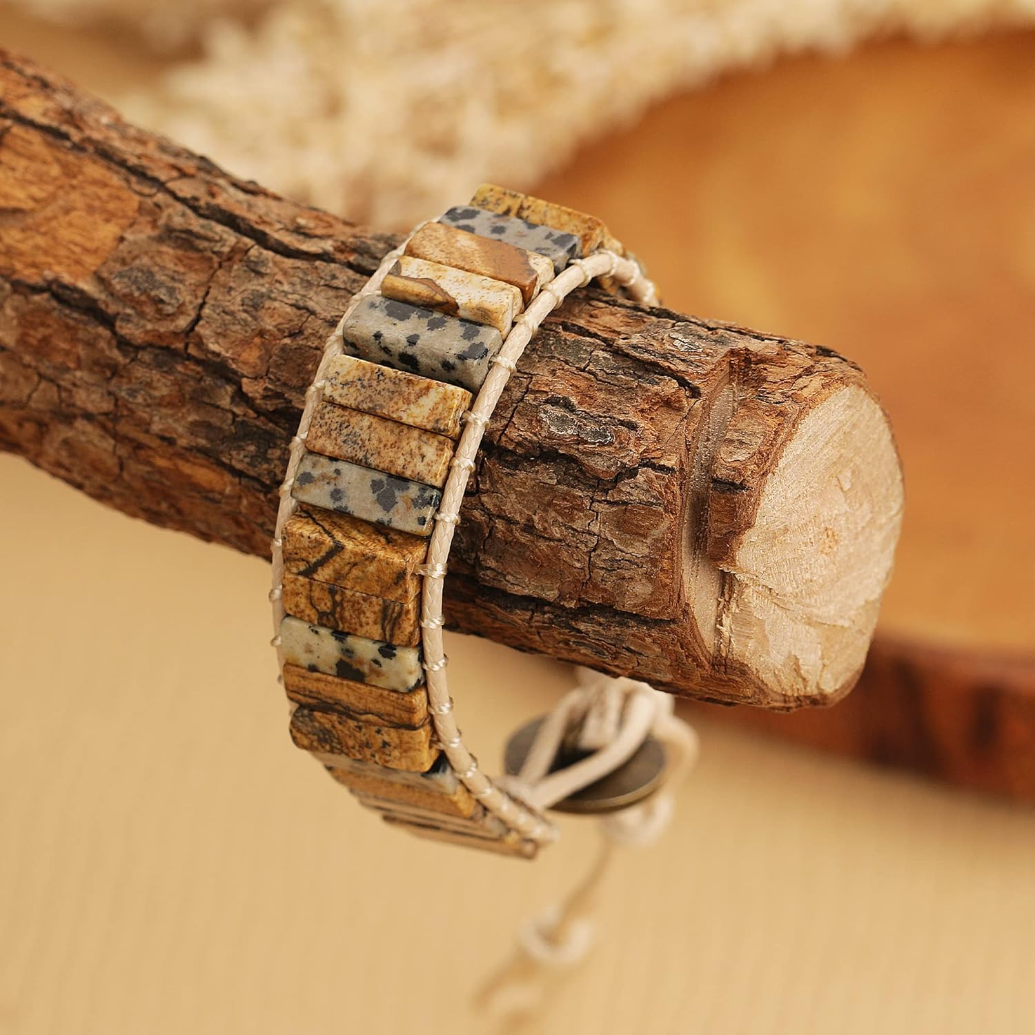 HZDK 7 Chakra Stone Bracelets for Women,Handmade Healing Crystal Jasper Beads Bracelet with Tree of Life Button Women Jewelry Gifts - Image 5